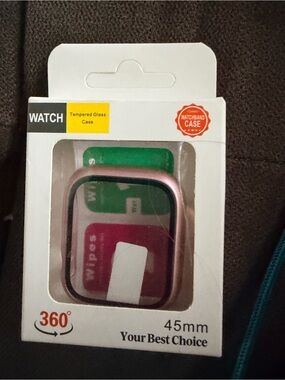 45mm Pink Tempered Glass Watch Case – Full Coverage Protective Sleeve